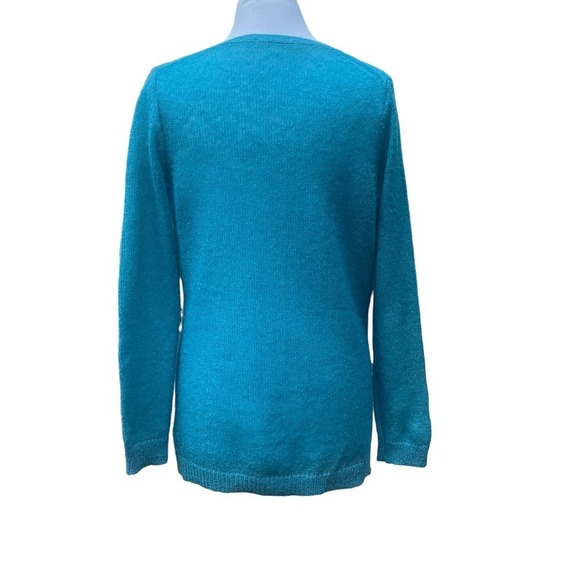 Boden Teal Mohair Blend  Knit V-Neck Cardigan Sweater - US Women's Size 10 - Picture 2 of 14
